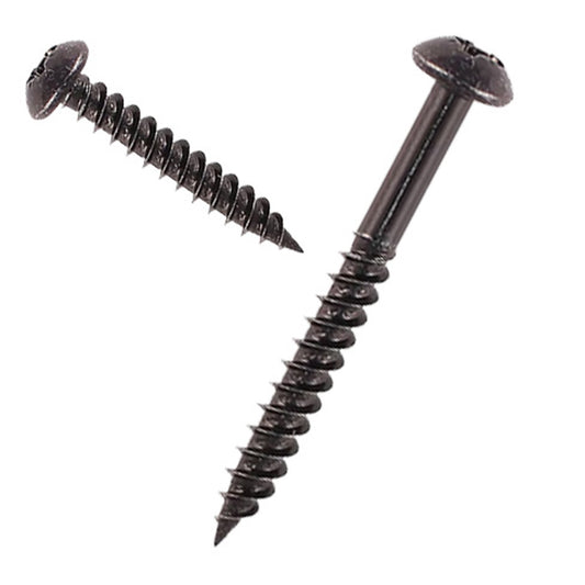 Cross Recessed Round Head Woodscrews Black Japanned