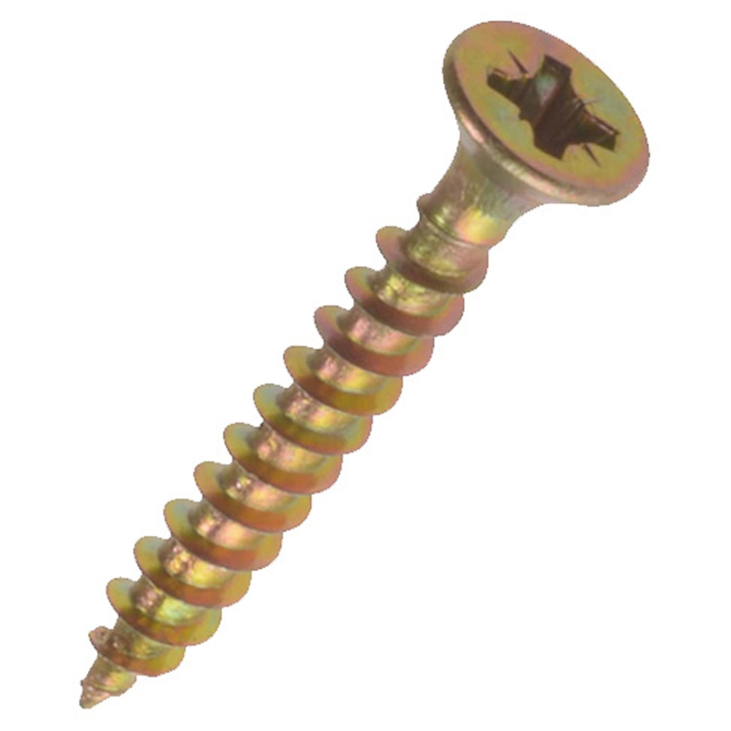 Cross Recessed Countersunk Woodscrews Electro Brassed