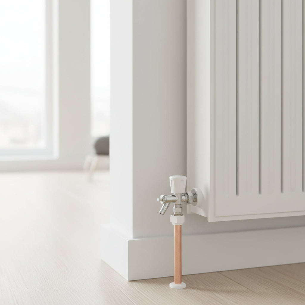 15mm Angled Chrome Radiator Valve with Drain Off