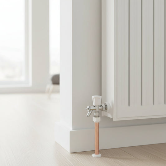 15mm Angled Chrome Radiator Valve with Drain Off