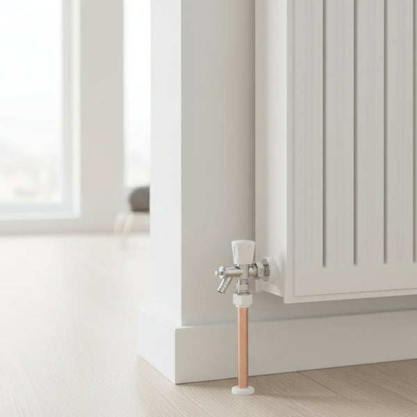 15mm Angled Chrome Radiator Valve with Drain Off