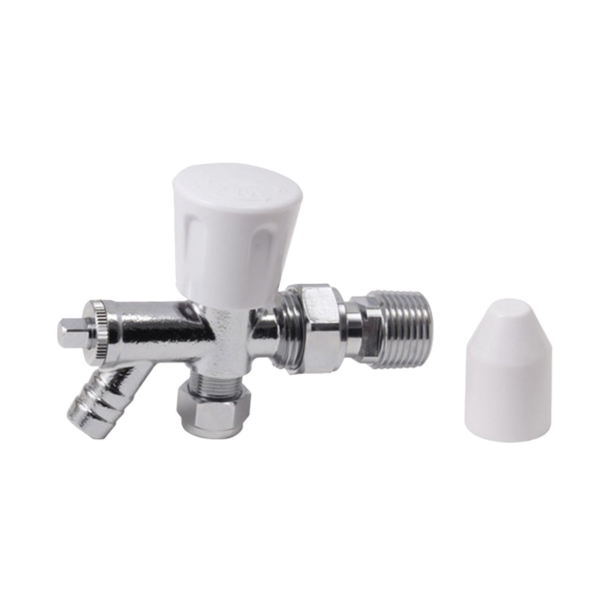15mm Angled Chrome Radiator Valve with Drain Off
