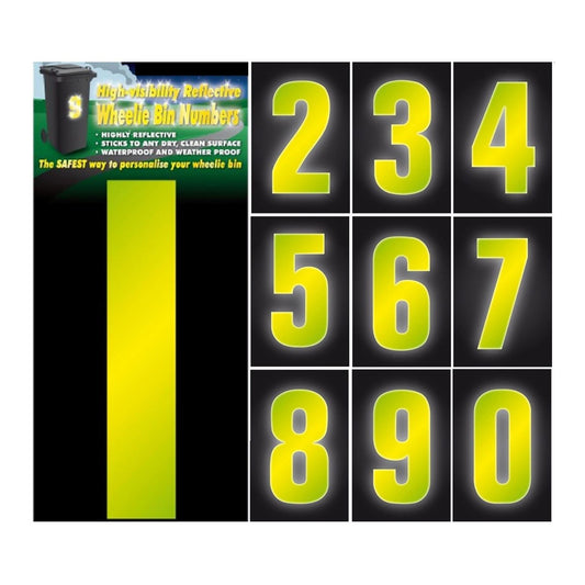 Hi-Vis Yellow Wheelie Bin Numbers 170mm