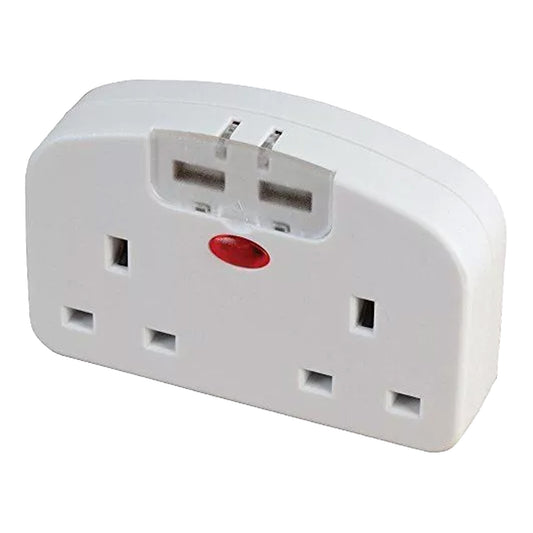 2 Gang UK to Europe Travel Adaptor with 2 USB Ports