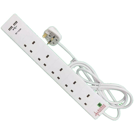 13amp 5 Gang Extension Lead & USB Ports