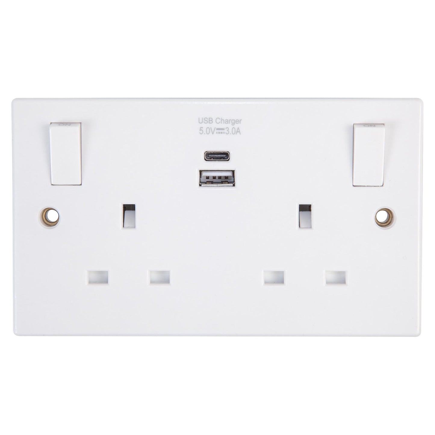 2 Gang Switched Socket with USB Ports