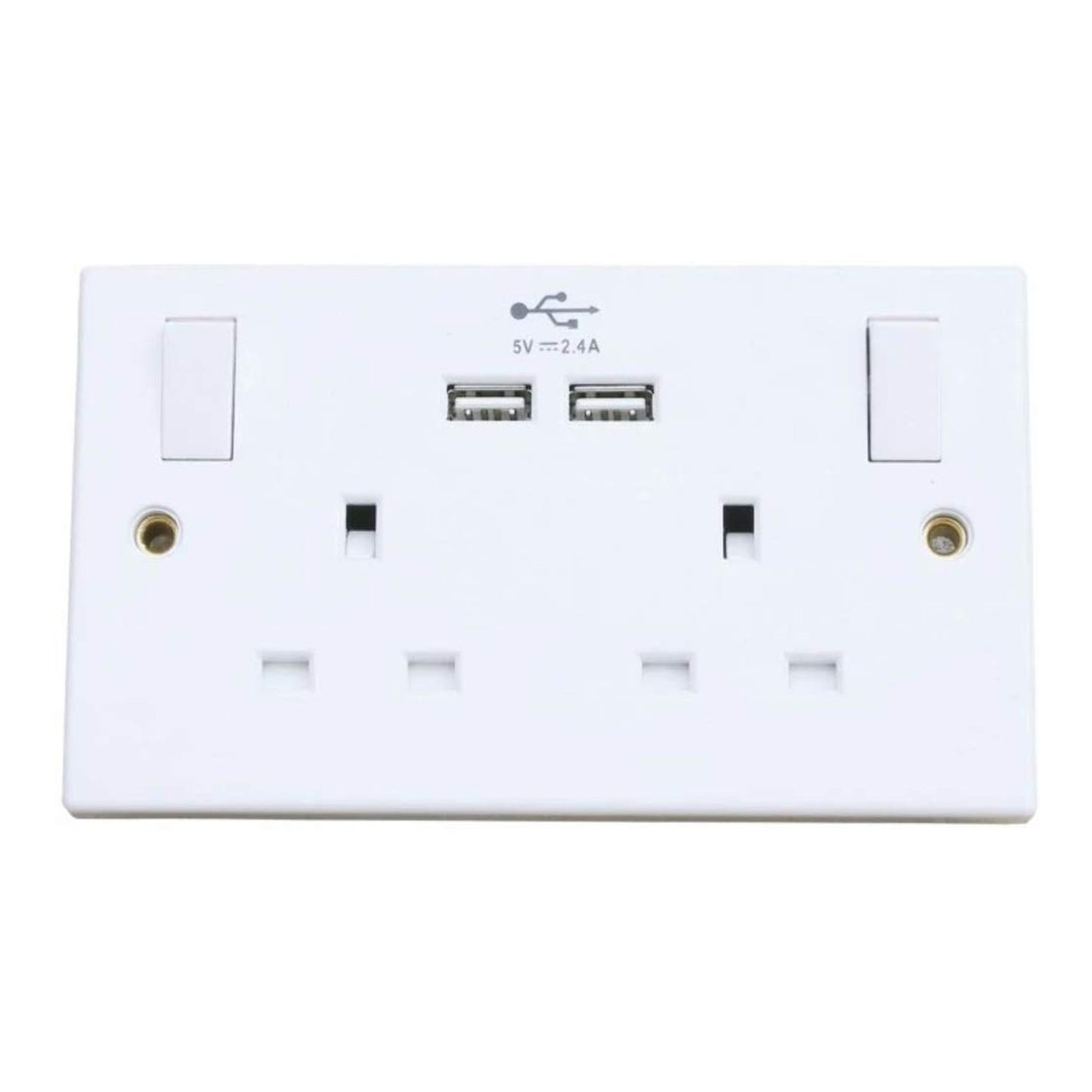 2 Gang Switched Socket with USB Ports
